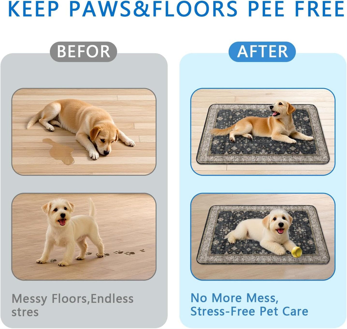 Washable Pee Pads for Dogs 2 Pack, Absorbent Reusable Puppy Pads Waterproof, Leakproof & Non-Slip