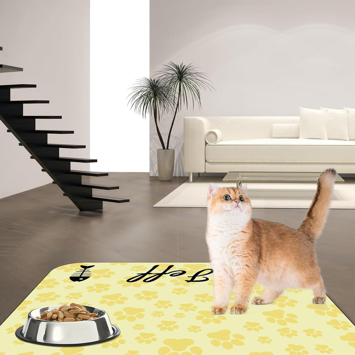 Personalized Dog Cat Feeding Mat Custom Pet Food Mat Waterproof Non-Slip Customized Puppy Name