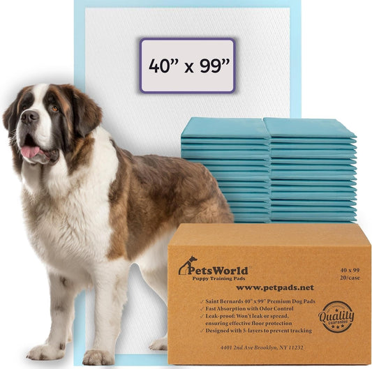 PETSWORLD Mega-Sized Dog Pee Pads (40" x 99") – 4XL Gigantic Pet Piddle Pads for Puppy Training