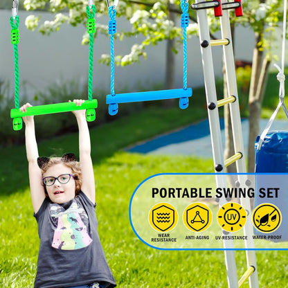Ninja Obstacle Course Attachments - 7 Course Rings, 2 Monkey Bars, 2 Warrior Wheels, Outdoor