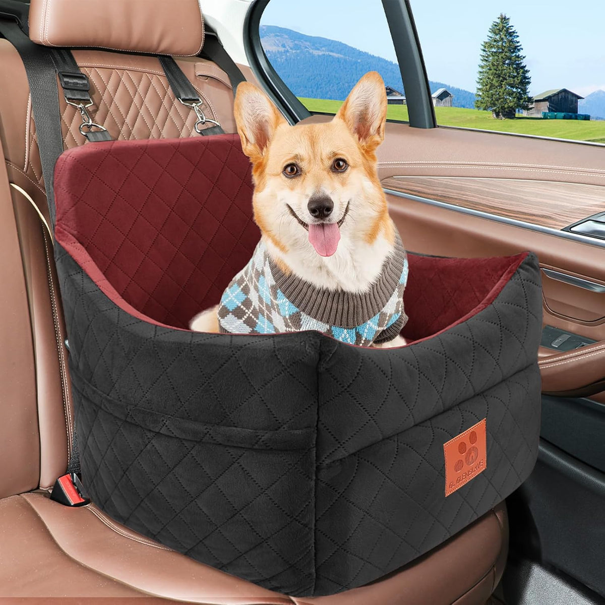 Dog Car Seat for Small/Medium Dogs, Dog Booster Car Seats with Thick Cushion for Dogs Under 35lbs