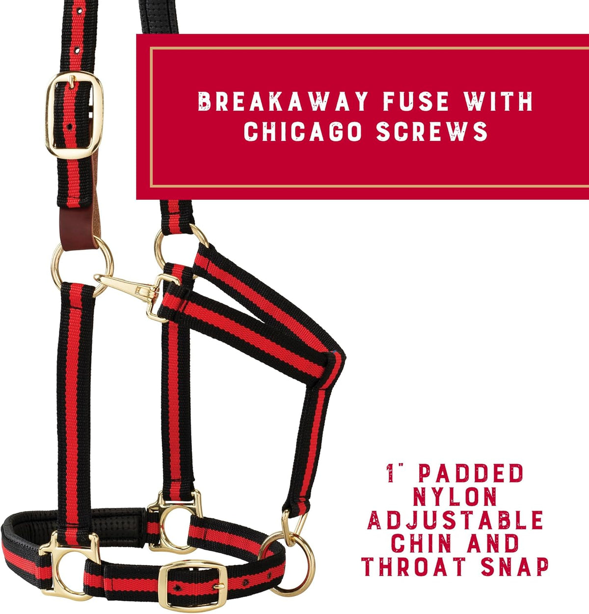 Weaver Equine Breakaway Horse Halter, Comfort Foam Padding, Adjustable Chin & Throat Snap Halters