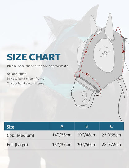 Harrison Howard Horse Fly Mask with Forelock Opening Stretch Breathable and Comfortable for Horses