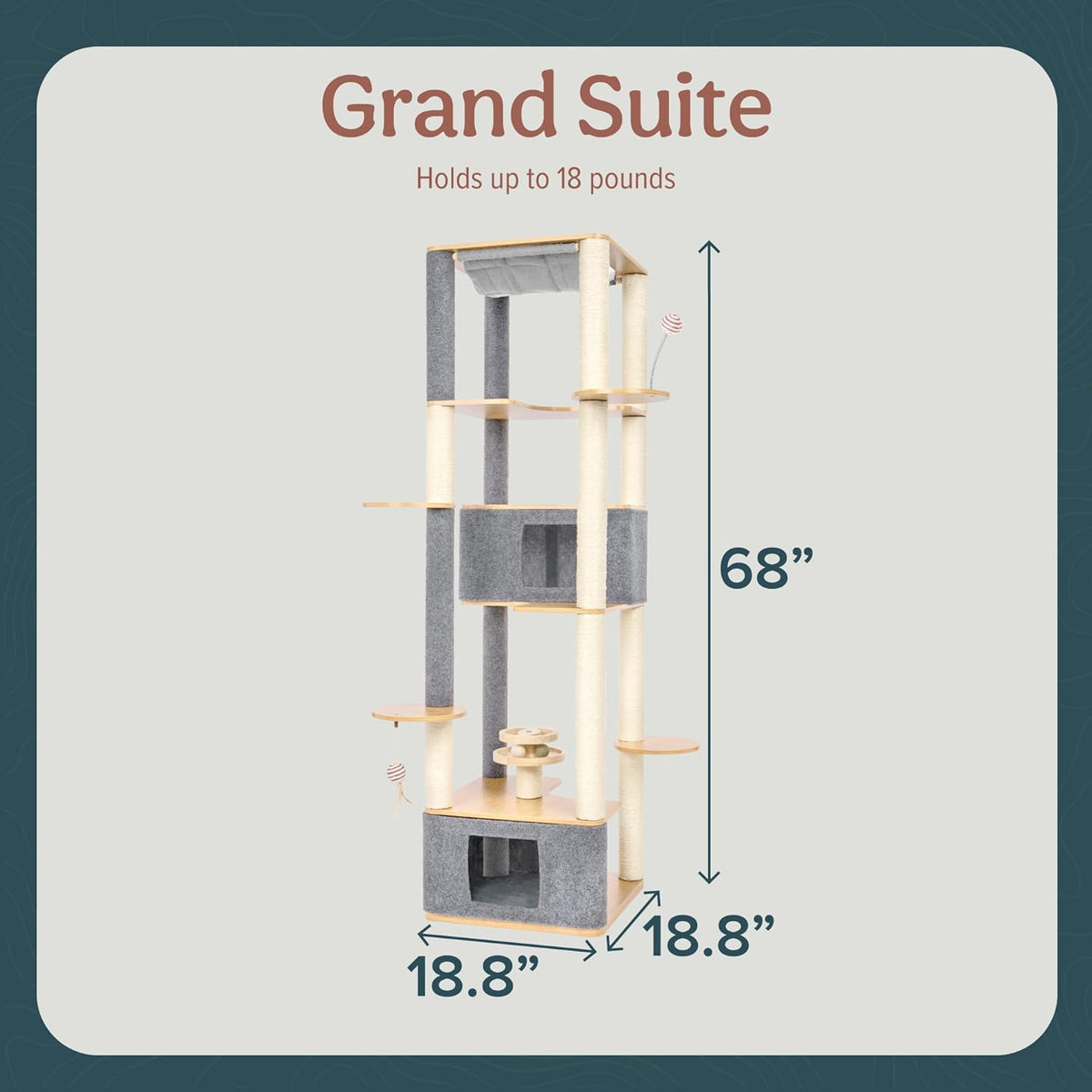 Ascentials - Grand Suite Cat Scratcher Playground - Tall Cat Tower Playground Structure, Sisal