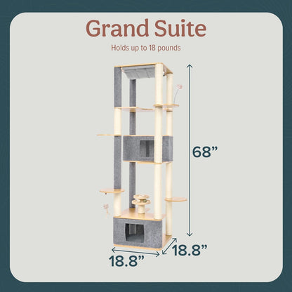 Ascentials - Grand Suite Cat Scratcher Playground - Tall Cat Tower Playground Structure, Sisal