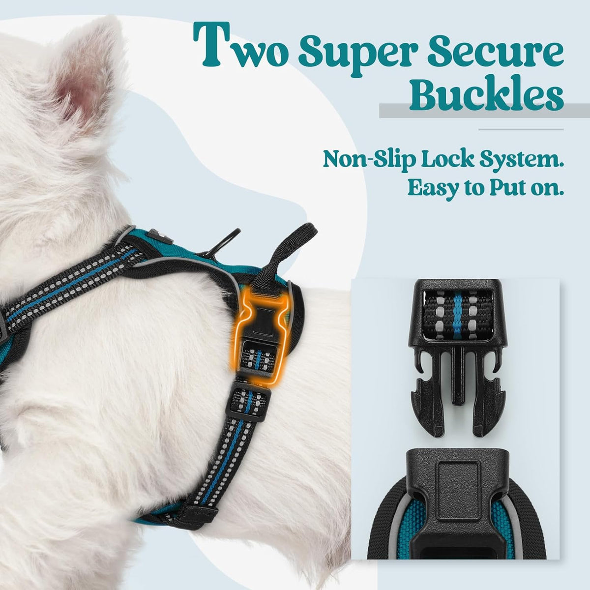 rabbitgoo Dog Harness No Pull with 2 Leash Clips, Adjustable Soft Padded, Reflective Oxford No