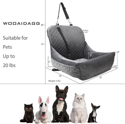 Dog Car Seat,Fully Detachable and Washable Cover,Easy to Assemble,Comfy Cushion Fill in Memory