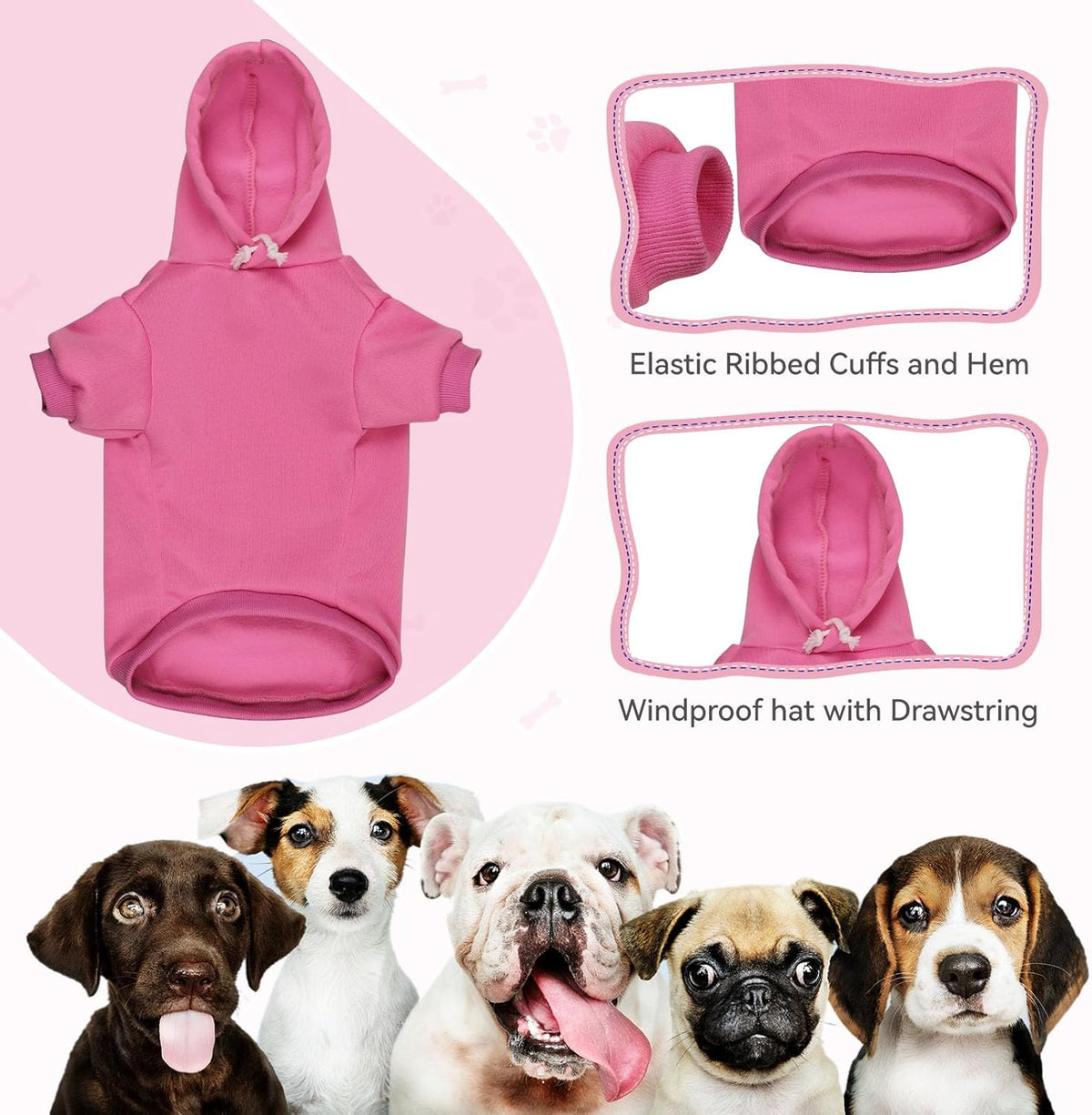 Dog Sweaters for Large Dogs Dog Hoodie Dog Sweater Solid Soft Brushed Fleece Dog Clothes Dog Hoodie