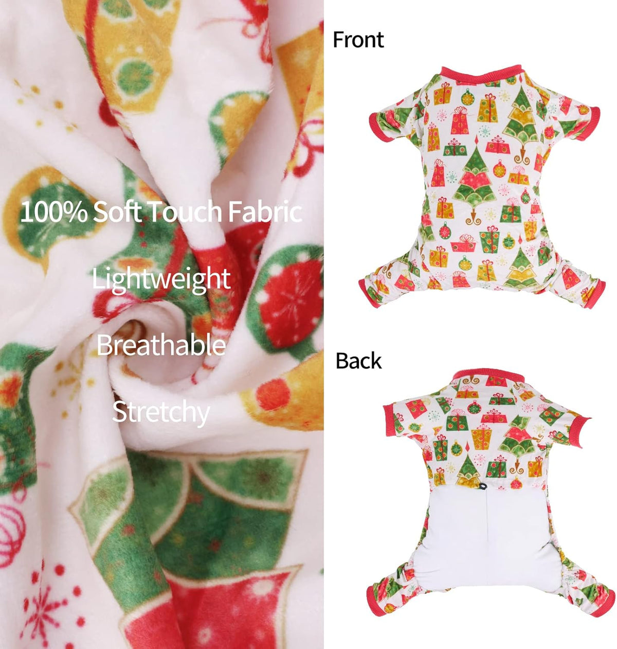 CuteBone Small Dogs Christmas Outfit Soft Puppy Onesies Pjs Dog Pajamas Pet Coat Cat Apparel Comfy