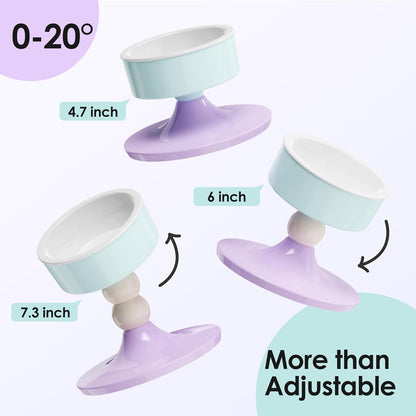 Ceramic Elevated Raised Cat Bowls,3 Heights Adjustable Raised Dog Bowl Stand for Indoor Cats and