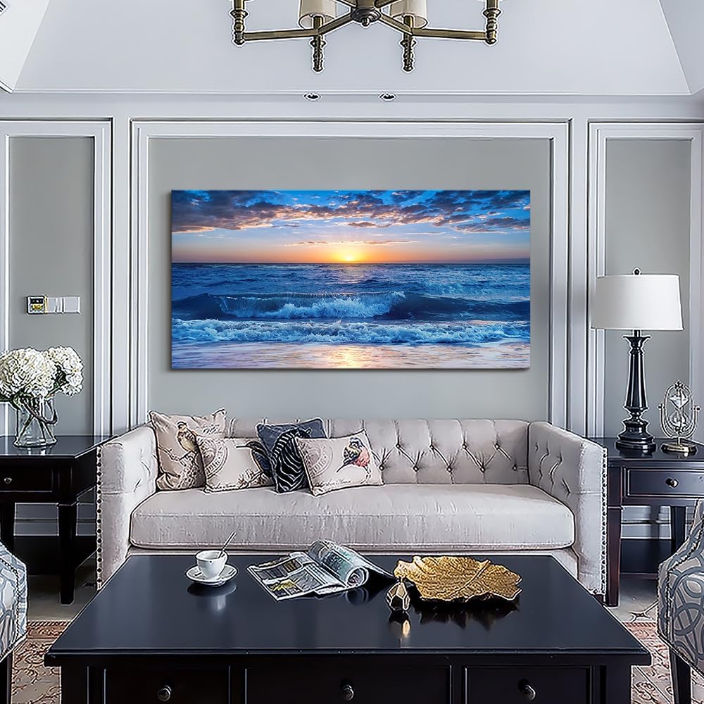 Lapremoly Large Wall Art For Living Room Canvas Wall Decor For Office Bedroom Wall Decorations Blue