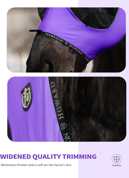 Harrison Howard Horse Fly Mask with Forelock Opening Stretch Breathable and Comfortable for Horses