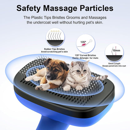 Dogs Cats Self Cleaning Slicker Brush for Shedding & Grooming Any Breed of Pets, Removes Loose