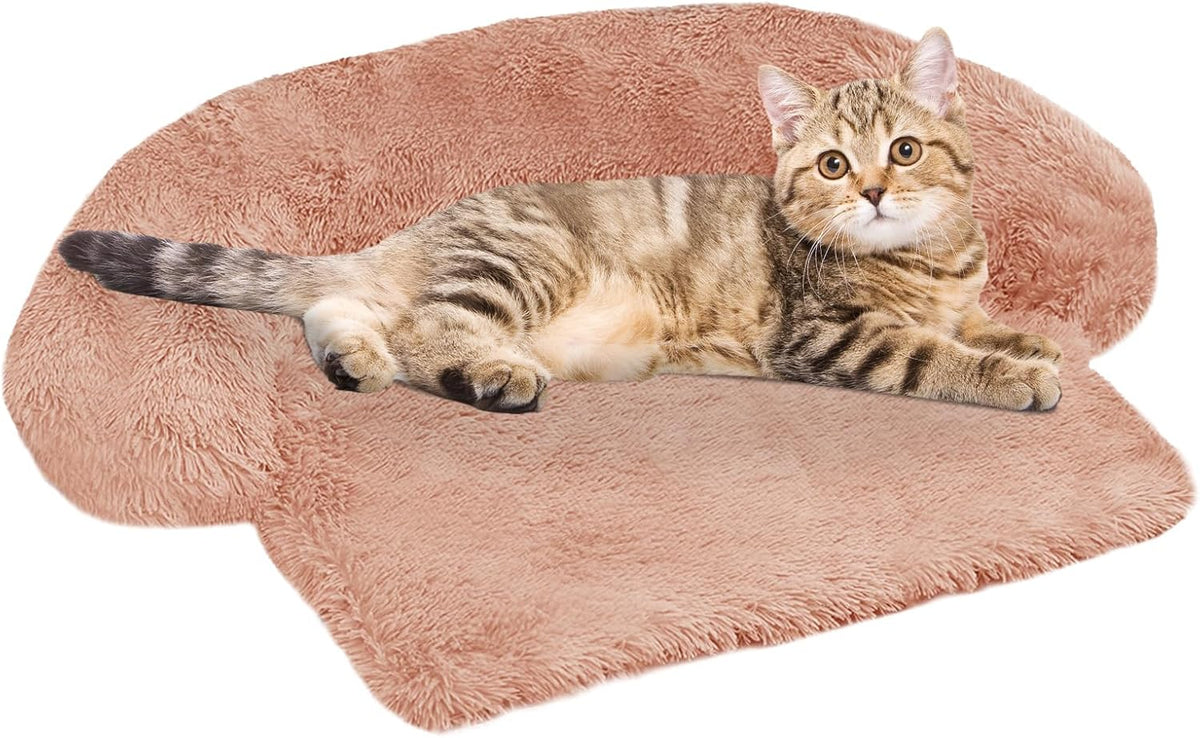 GGIB Calming Dog Bed Fluffy Plush Dog Mat for Furniture Protector with Removable Washable Cover for