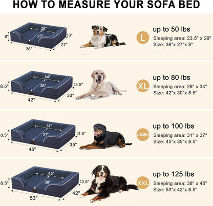 Orthopedic XXL Dog Bed for Extra Large Dogs, Waterproof Memory Foam Dogs Bed with Sides, Egg-Crate
