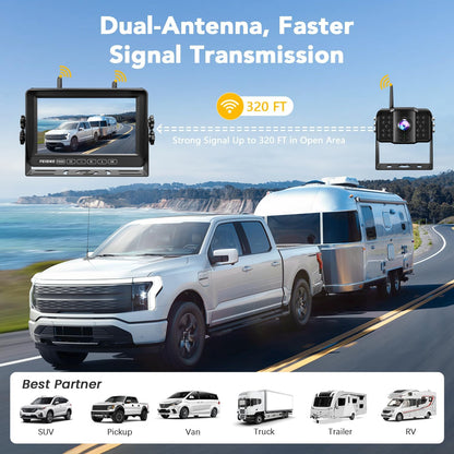 RV Backup Camera Wireless with 7" 1080P Monitor, for Furrion Pre-Wired RV, 4-Channel Split Screen