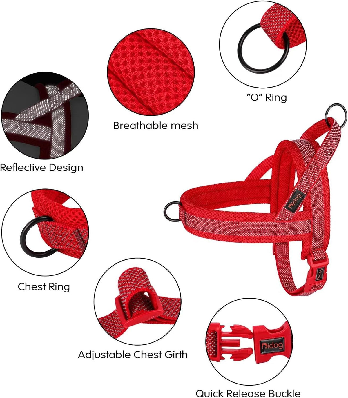 Didog No Pull Dog Harness with Breathable Mesh Padded, Full Reflective & Quick Fit Adjustable Vest