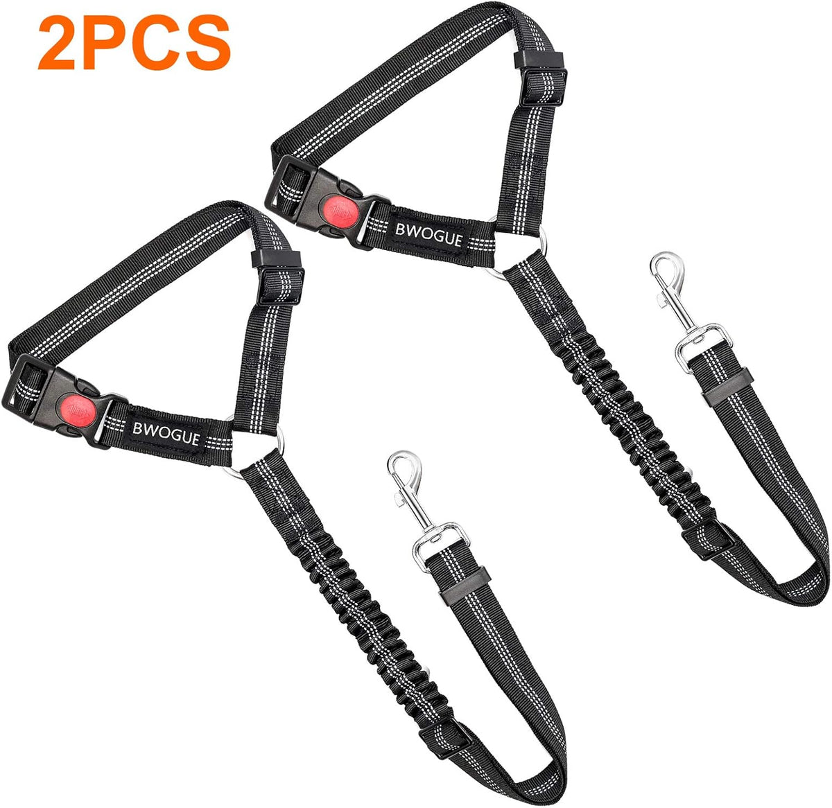 BWOGUE 2 Packs Dog Cat Safety Seat Belt Strap Car Headrest Restraint Adjustable Nylon Fabric Dog