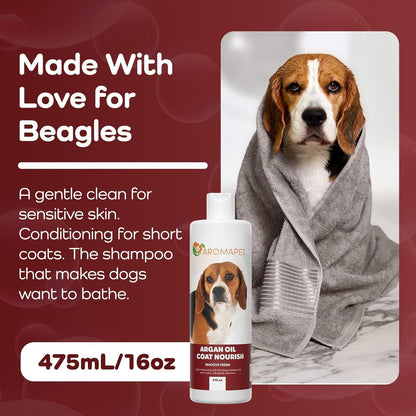 Argan Oil Coat Nourish Dog Shampoo - Deodorizing Dog Shampoo with Chamomile - Great for Beagle