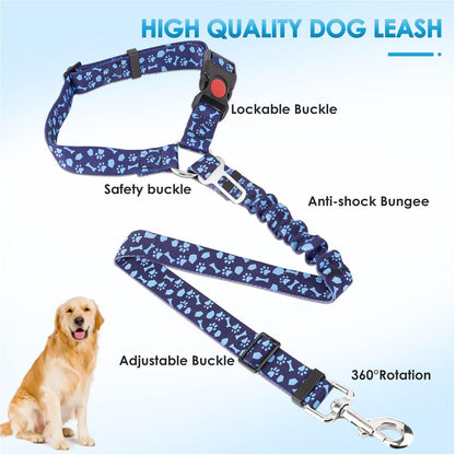 Lukovee Dog Seatbelt Leash for Cars, 2 Pack Pet Safety Car Seat Belt with Adjustable Buckle &