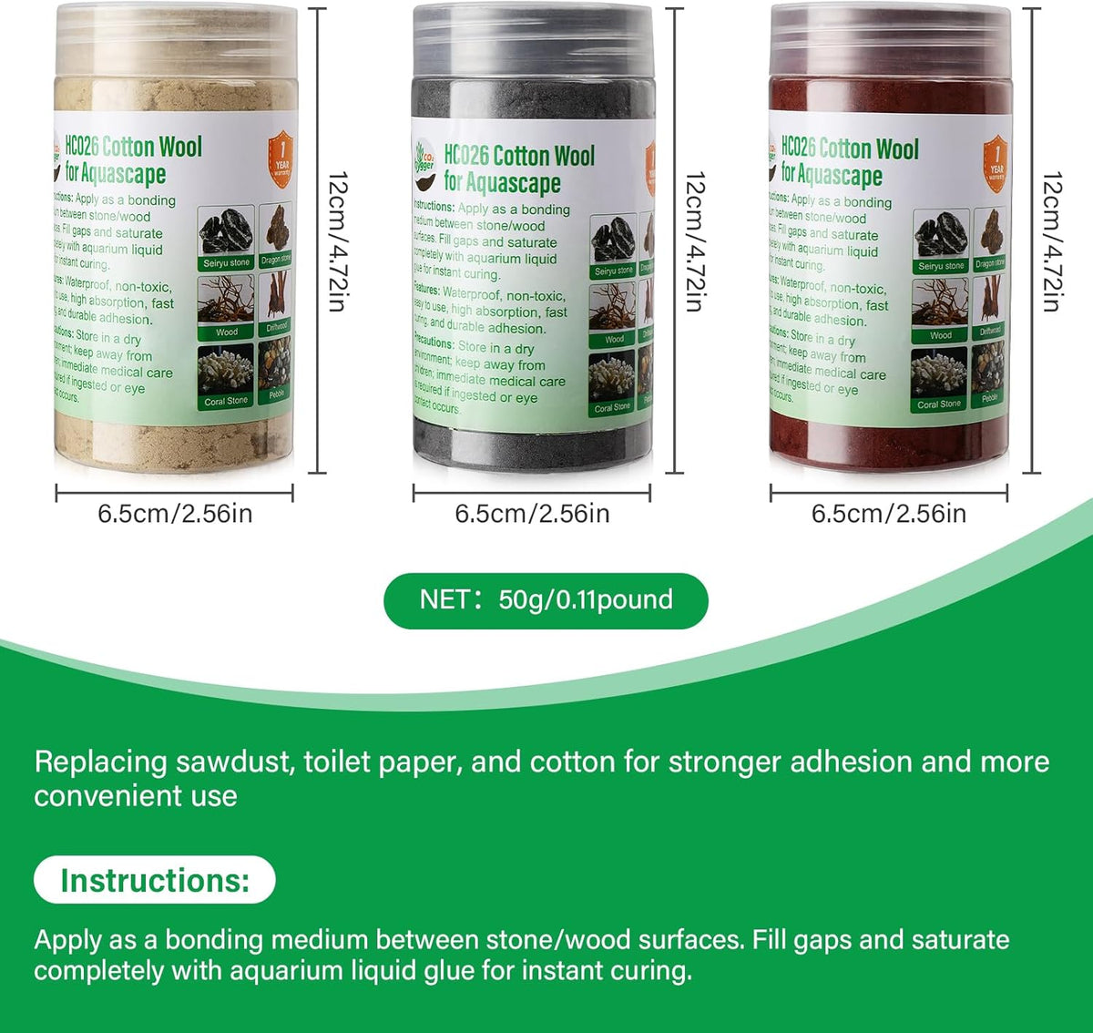 Cotton Wool for Aquascape- Gap Filler Cotton for Rocks & Wood | Aquarium Safe Bonding Material |