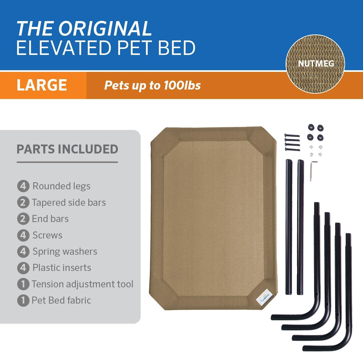 Coolaroo Original Elevated Dog Bed - Breathable Off-The-Ground Pet Bed with Cooling Fabric, Joint
