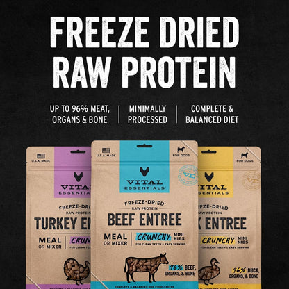 Vital Essentials Freeze-Dried Raw Beef Meal or Mixer Dog Food Crunchy Mini Nibs, 25 oz