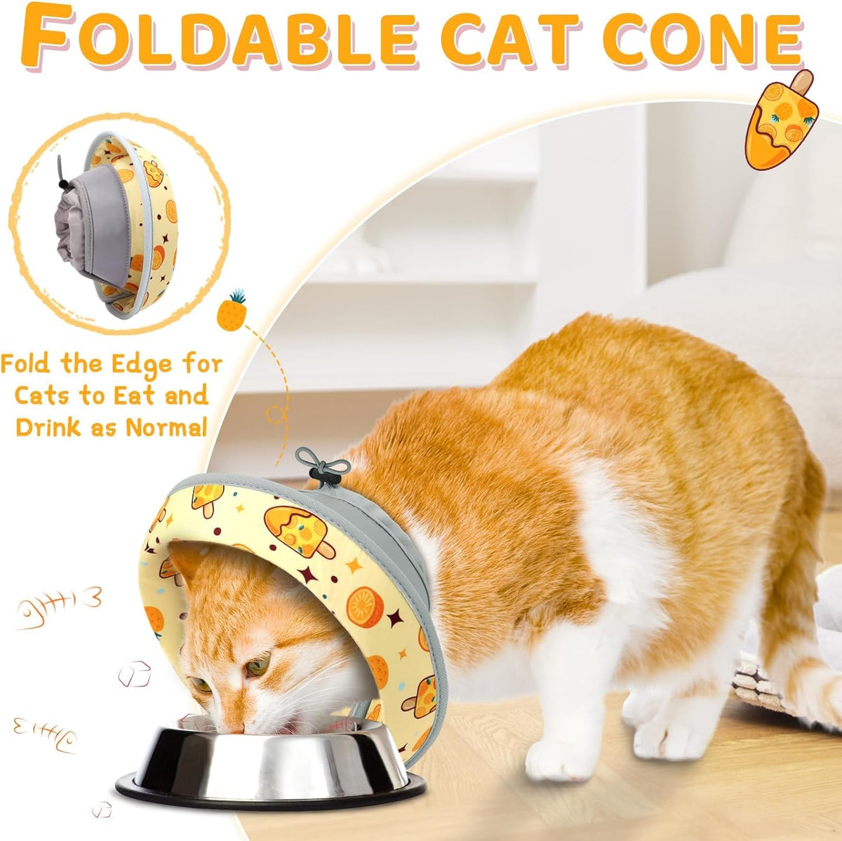 Cat Cone Collar Soft to Stop Licking, Adjustable, Foldable Lightweight Kitten Cones After Surgery