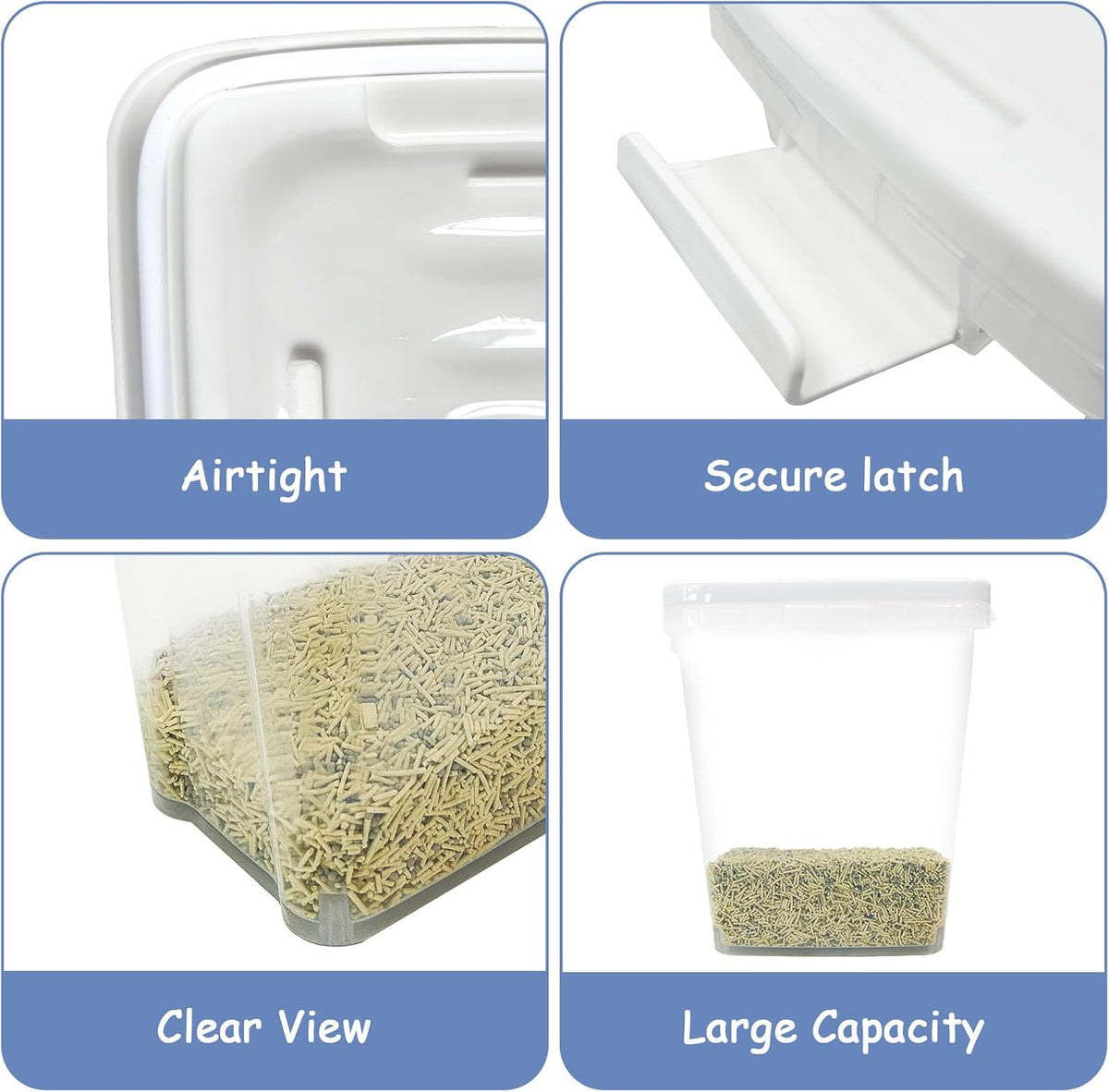 2 Pcs Cat Litter Storage Container with Airtight Lid Cat Litter Storage Bin with Spout Sealable