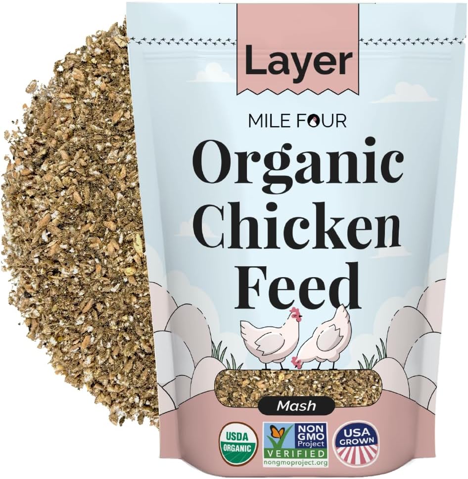 Organic Chicken Feed – Layer Mash, Non-GMO, USA Grown, 16% Protein, Corn-Free, Soy-Free