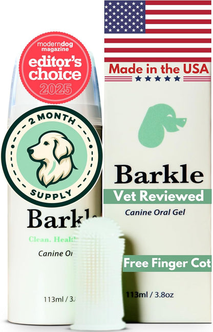 Barkle Vet Approved Dog Teeth Cleaning Toothpaste & Tooth Brushing Kit | Eliminate Plaque, Tartar &