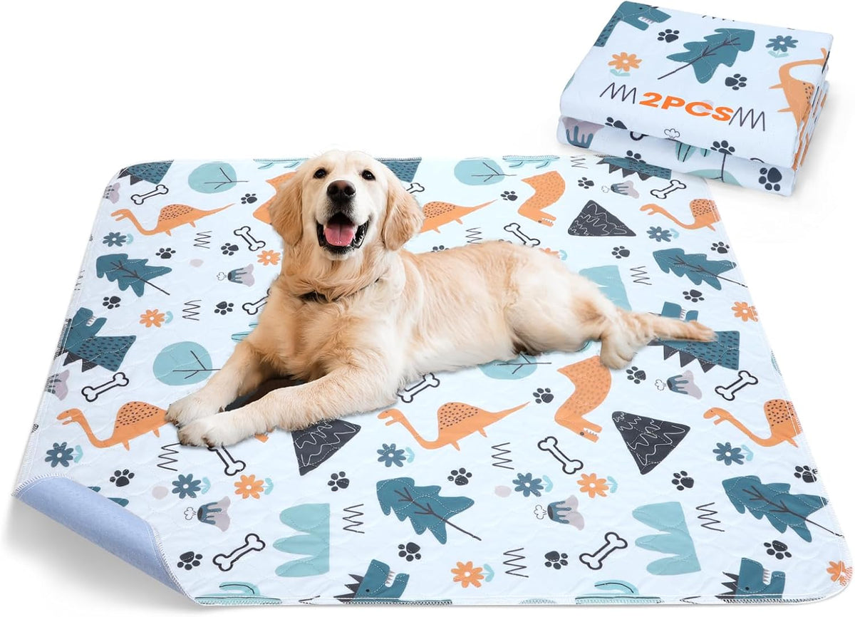 Washable Pee Pads for Dogs, 2 Pack Large 36"x41" Super Absorbent Reusable Training Pads, 100%