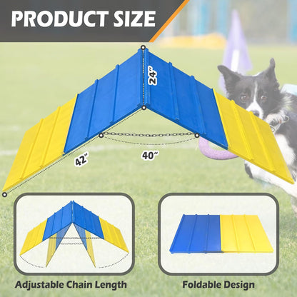 Dogs Agility Course Backyard Set, Dog Agility Equipment, Non-Slip Dog Agility A-Frame, 84” x 24”
