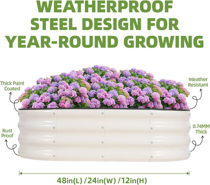 G GOOD GAIN Galvanized Metal Raised Garden Bed Kit - 4x2x1FT Outdoor Planter Box with Safety Edging