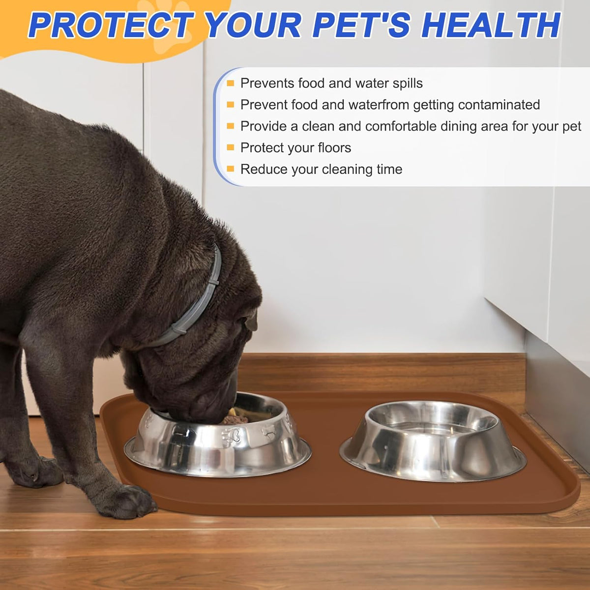 Silicone Pet Feeding Mat with Raised Edge for Food and Water, Dog Bowl Mats, Cat Bowls Placemat