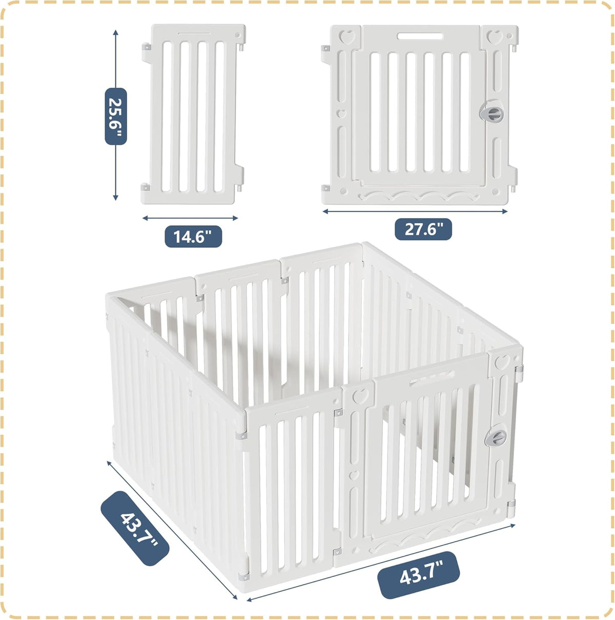 Dog Playpen with Door, DIY Shape Combination Puppy Pen,25.5" H 10-Panel Dog Fence,Non-Slip & Secure