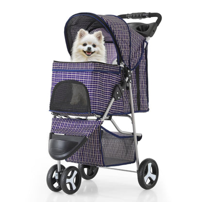 MoNiBloom 3 Wheels Pet Dog Cat Stroller for Small Medium Dogs Cats, Lightweight Foldable Jogger