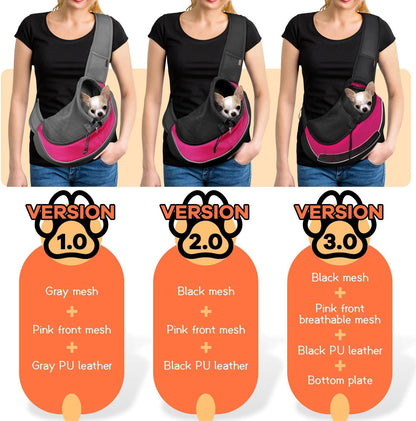 YUDODO Pet Sling Carrier for Small Dogs & Cats – Hands-Free Puppy Carrier with Safety Hook, Large