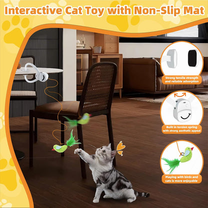 Interactive Cat Toys for Indoor Cats Automatic Electric Flying Bird Feather Wand Toy - Best Kitten