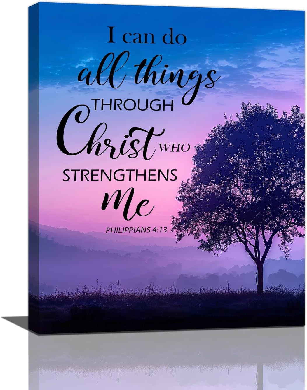 Christian Tree Wall Art I Can Do All Things Canvas Wall Decor Prints Framed Painting Purple