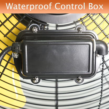 HiCFM 4600 CFM 18 inch Outdoor Safety Yellow Wall Mounted Fan with IP44 Enclosure Motor, Sealed