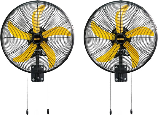 HiCFM 2 Pack 20" Oscillating Wall Mount Fan, 5000 CFM High Velocity Industrial Wall Mounted Shop