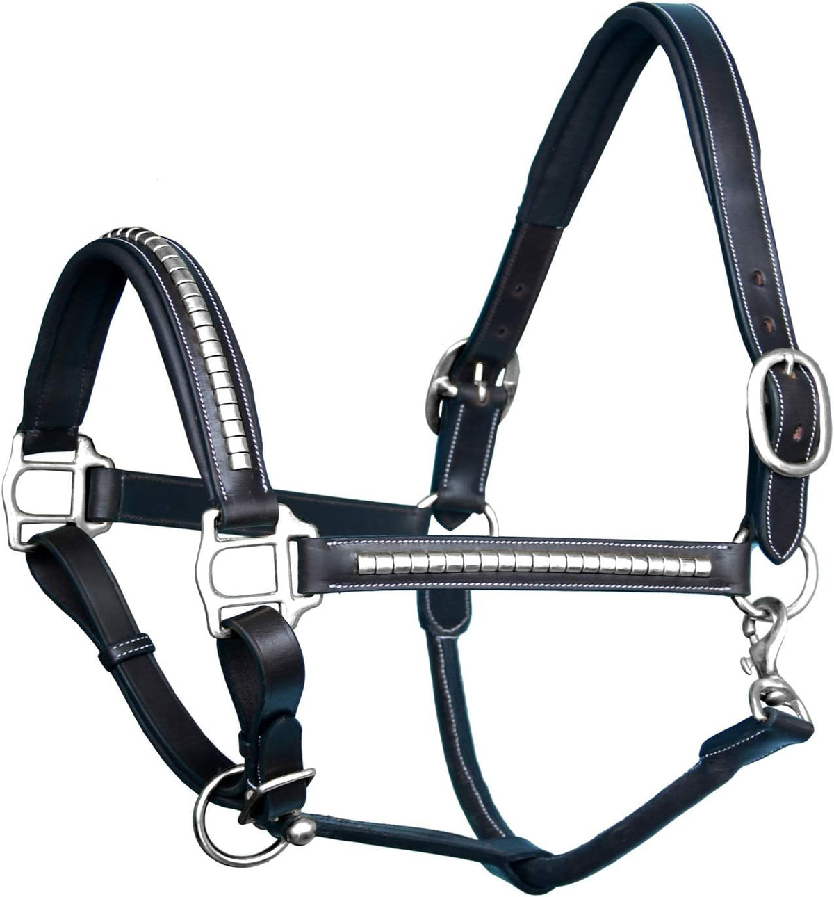 Exion Leather Horse Halter with Padding & Clincher Studs – Adjustable Quick‑Release Crownpiece