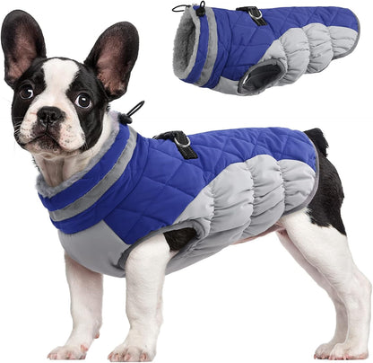 FUAMEY Dog Coat for Medium Dogs,Waterproof Dog Winter Jacket with Harness Built in Puppy Cold