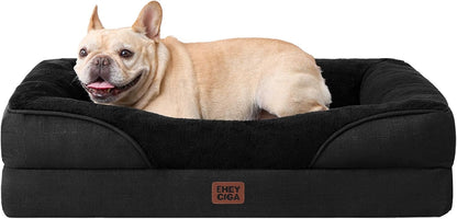 EHEYCIGA Memory Foam Dog Bed for Medium Size, Orthopedic Dog Sofa with Sides and Waterproof Liner
