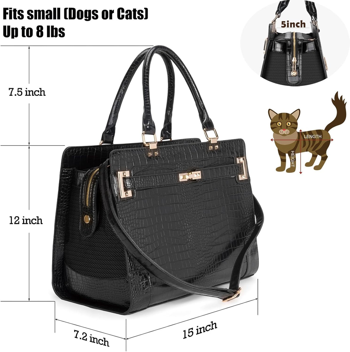 Fashion Pet Carrier Dog Cat Carrier Purse Soft-Sided Leather Handbag Pet Tote Bag for Small Dogs