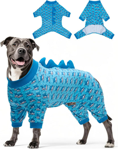 CuteBone Shark Costume Dog Pajamas, Stretchy Spandex Crystal Velvet Sleepwear Coat for Small Dogs