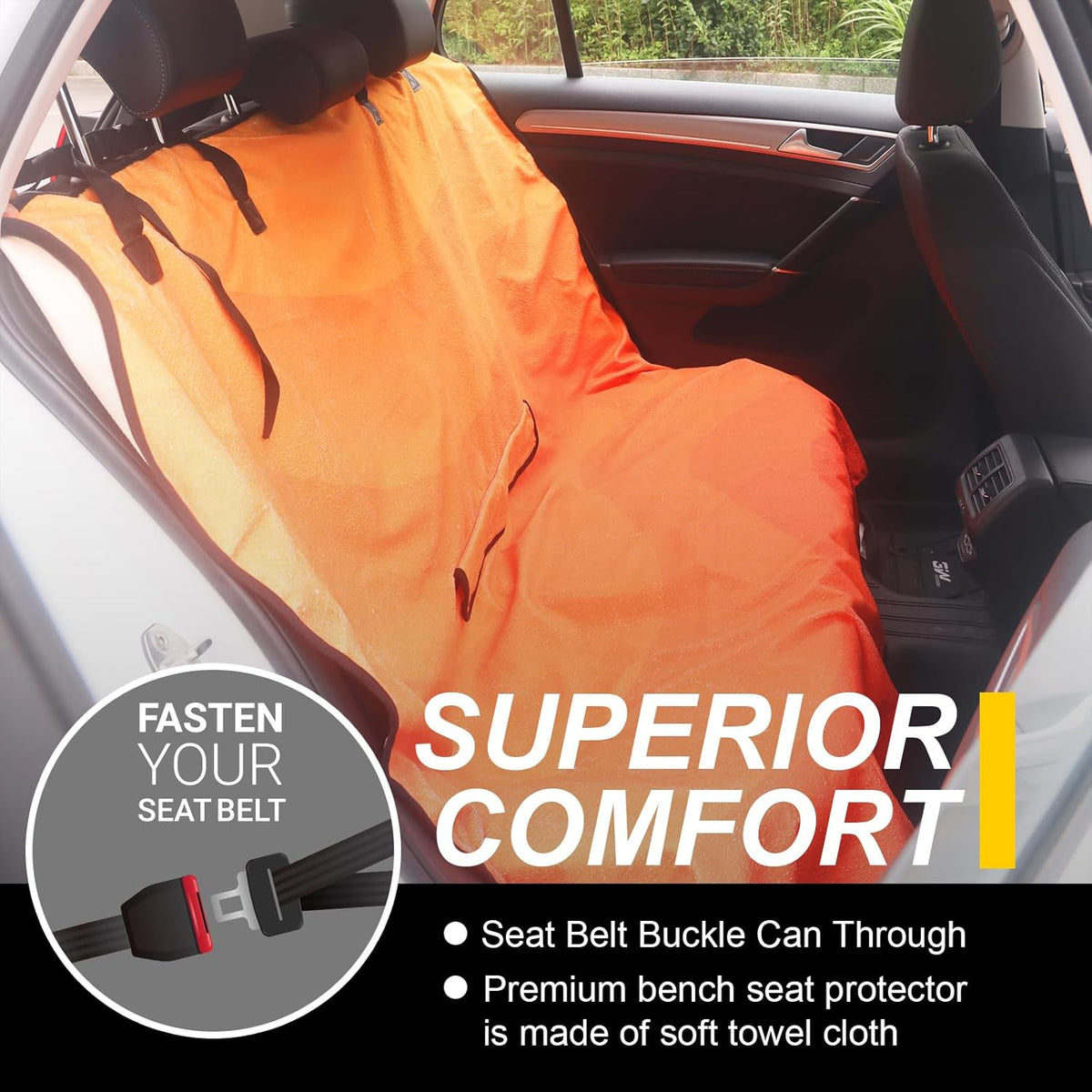 Back Seat Cover for Car Trucks Van SUV,Waterproof Rear Bench Towel Seat Covers for Dogs and
