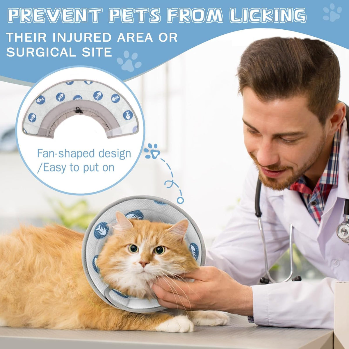 Cat Cone Collar Soft to Stop Licking After Surgery Cat Recovery Collar for Small Large Cats