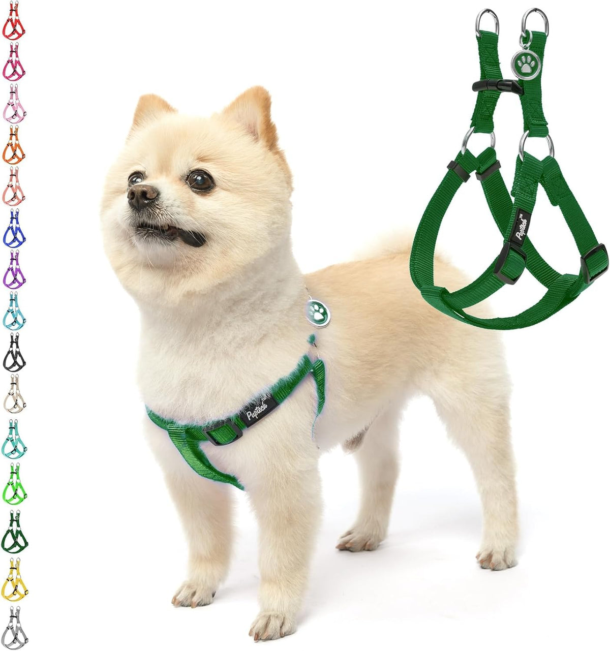 PUPTECK No Pull Dog Harness Soft Adjustable Basic Nylon Step in Puppy Vest Outdoor Walking with ID